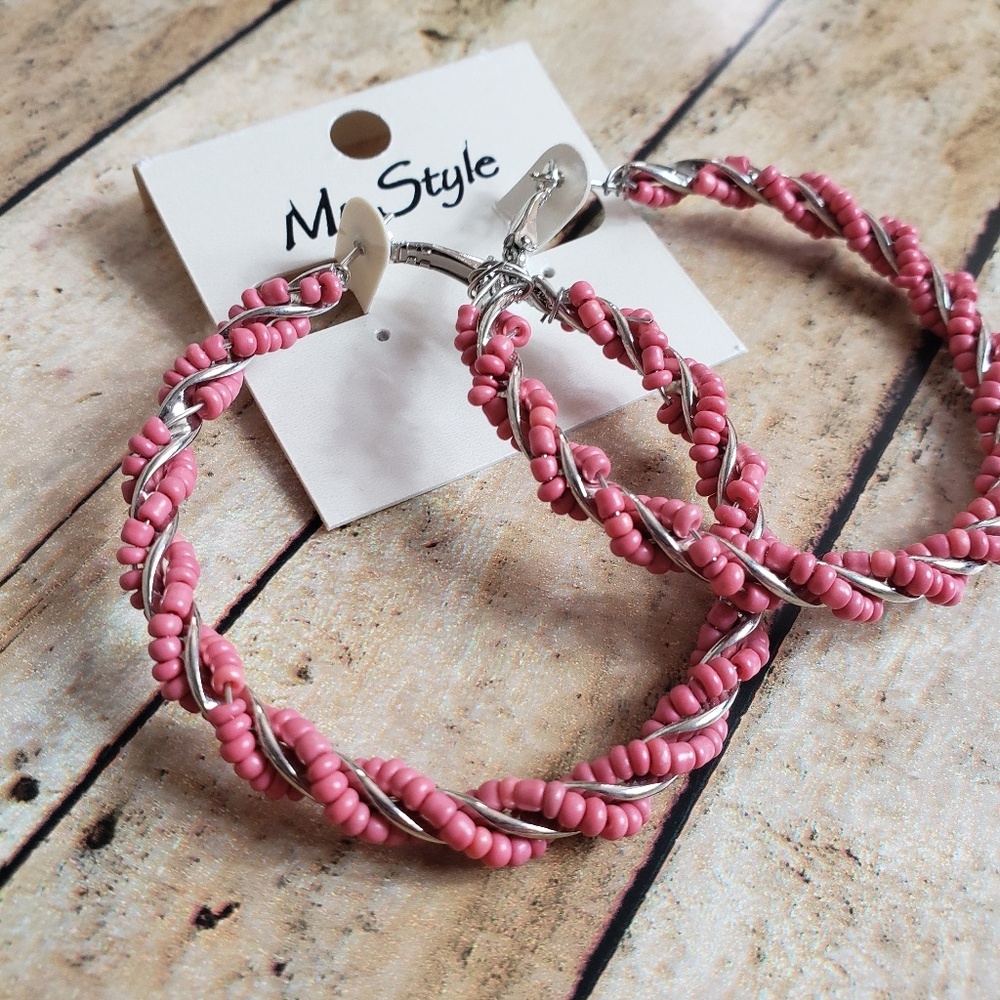Large Beaded Hoop Earrings